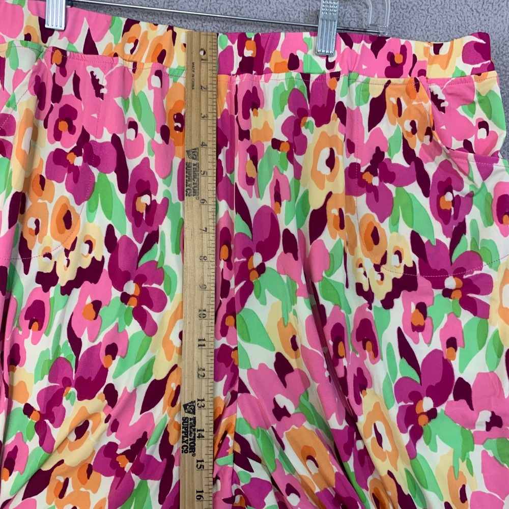 Quacker Factory Floral Pants Women's 1X Multi-Color Crop Wide Leg Casual - Picture 9 of 10